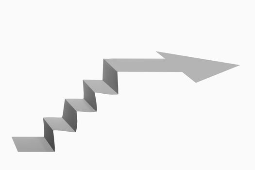 paper stairs side view with arrow sign