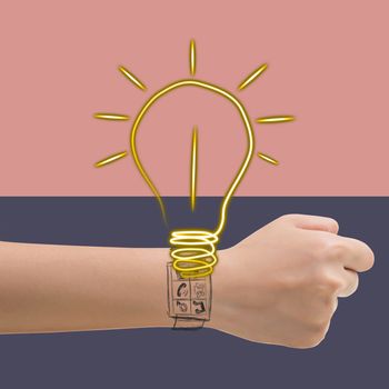 Smart watch concept of idea lamp.