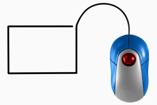Blank screen depicted by computer mouse cable