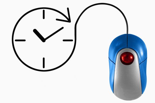Clock depicted by computer mouse cable