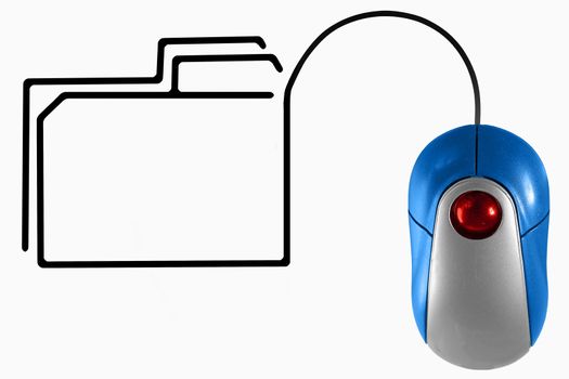 Folder depicted by computer mouse cable