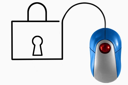 Lock depicted by computer mouse cable