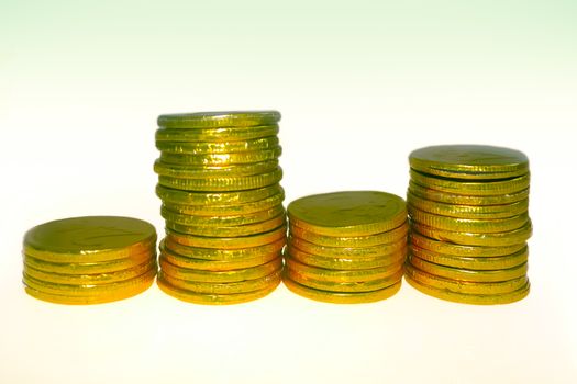 Money Growth, Golden coins Bar Graph