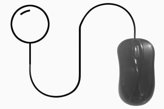 Magnifying Glass depicted by computer mouse cable