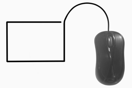 Blank screen depicted by computer mouse cable