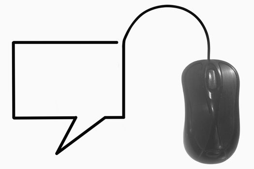 Speech Bubble depicted by computer mouse cable