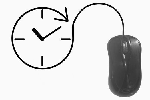 Clock depicted by computer mouse cable