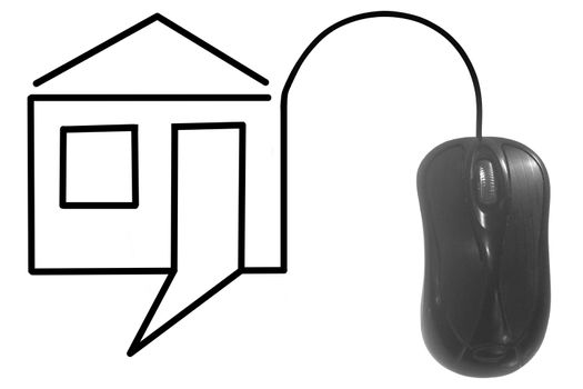 House depicted by computer mouse cable