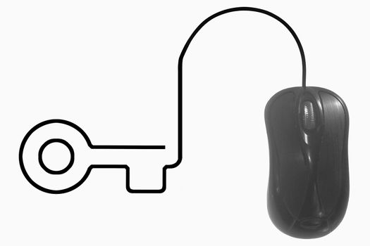 Key depicted by computer mouse cable
