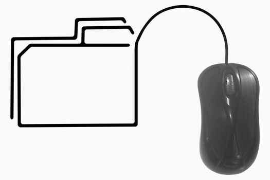 Folder depicted by computer mouse cable