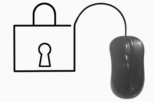 Lock depicted by computer mouse cable