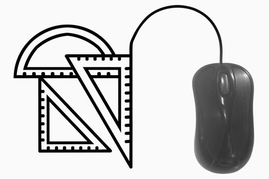 drafting tools depicted by computer mouse cable