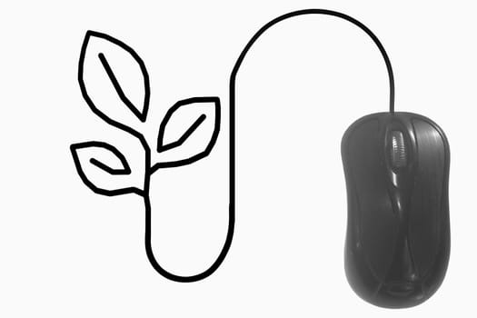Plant depicted by computer mouse cable