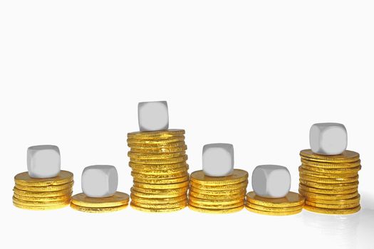 Golden coins Bar Graph blocks, Design Element