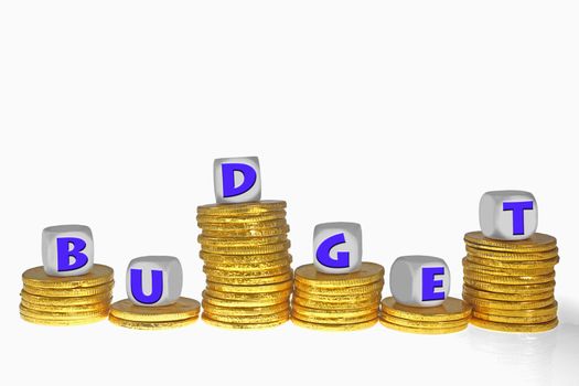 Golden coins Bar Graph with Budget word on blocks