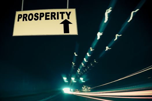 A Notice Board On A National Highway tunnel  Showing prosperity Concept