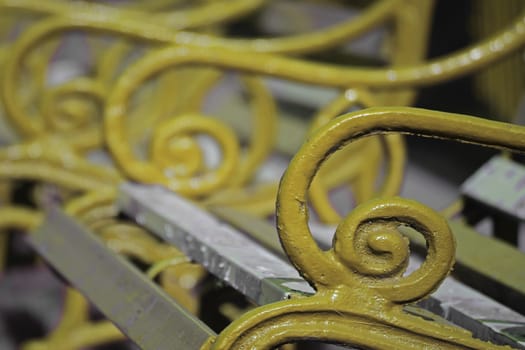 close up of Metal Garden Bench design