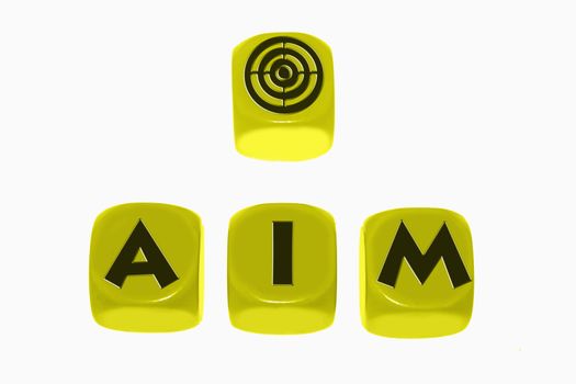 aim symbol with word AIM on cubes
