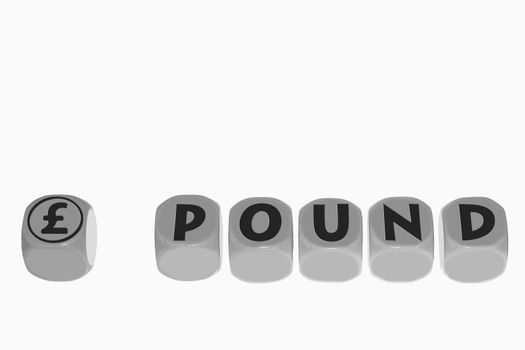 POUND symbol with word POUND on cubes