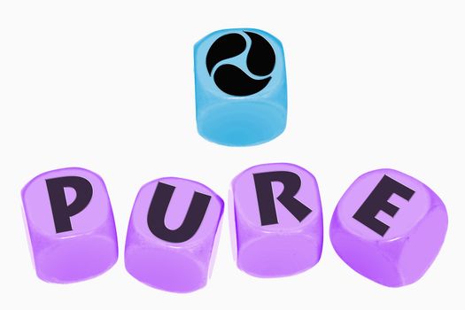 word PURE on cubes