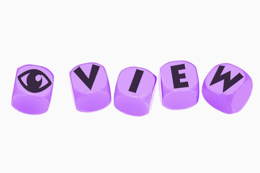word VIEW on cubes