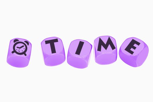word TIME on cubes