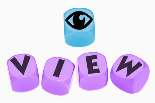 word VIEW on cubes
