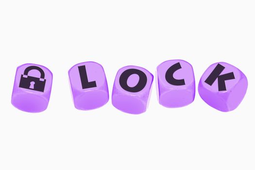word LOCK on cubes