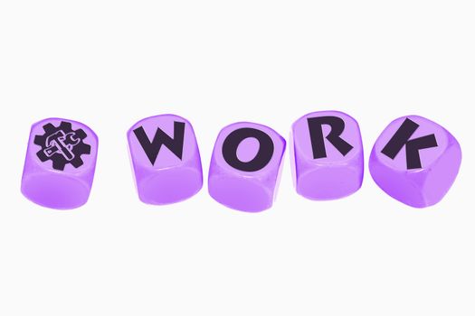 word WORK on cubes