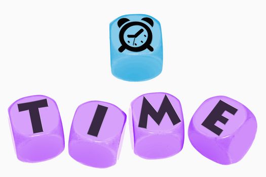 word TIME on cubes