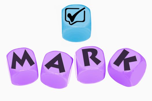 word MARK on cubes