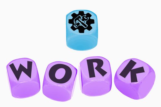 word WORK on cubes