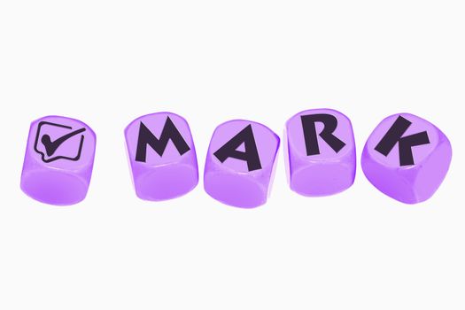 word MARK on cubes
