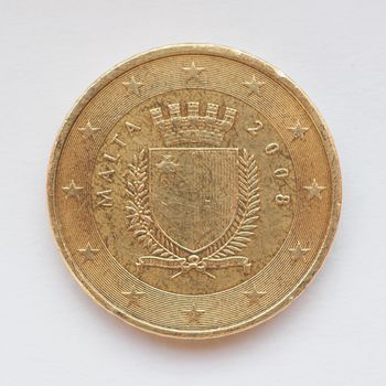 Maltese 50 Euro cent coin from Malta Currency of the European Union
