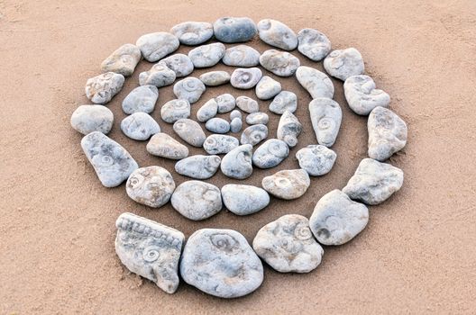 Spiral on the sandy beach