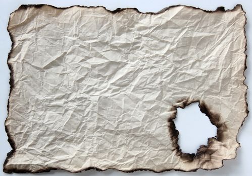 Old Old burnt crumpled edge paper, background, background
