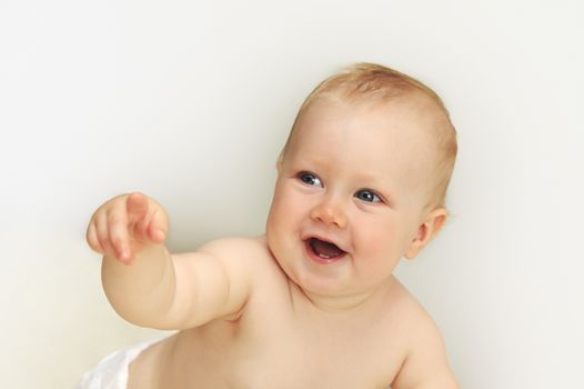 Beautiful small kid girl in studio