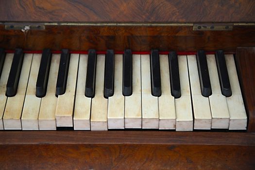 Old piano with faded keys