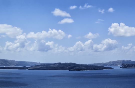 Volcanic Nea Kameni island, Santorini islands, Greece