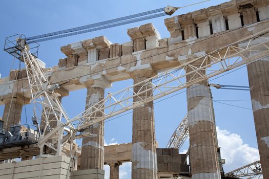 The Parthenon is a temple on the Athenian Acropolis, Greece, dedicated to the maiden goddess Athena, whom the people of Athens considered their patron deity. Its construction began in 447 BC when the Athenian Empire was at the height of its power. It was completed in 438 BC, although decoration of the building continued until 432 BC.