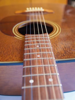 Detail of a folk acoustic guitar