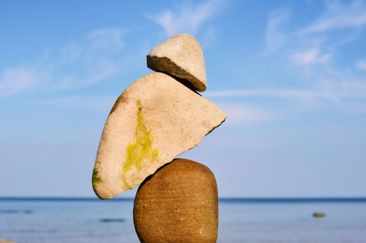 Three stones in balance on the each other
