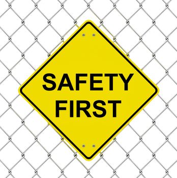 3d generated picture of a yellow safety first sign