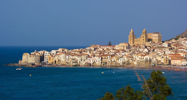 panoramic view of the city of Cefal��, beauty of the sea in Sicily