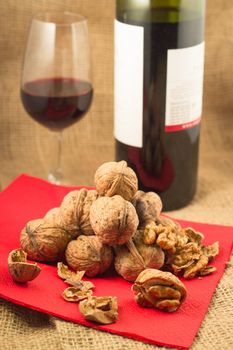 walnuts and red wine can be enjoyed in the winter evenings