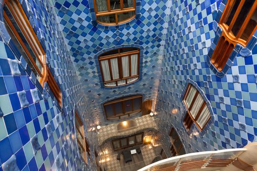 BARCELONA - APRIL 14: The house Casa Battlo (also could the house of bones) designed by Antoni Gaudi with his famous expressionistic style on April 14, 2012 in Barcelona, Spain