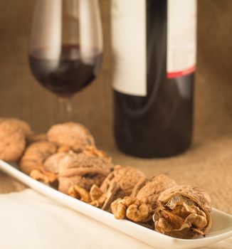 walnuts and red wine can be enjoyed in the winter evenings