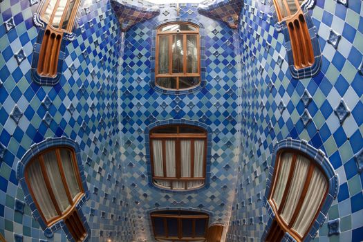 BARCELONA-APRIL 14: Details from Casa Batllo, restored by Antoni Gaudi and Josep Maria Jujol, built in the year 1877 and remodelled in the years 1904-1906. Photo on April 14,2012 in Barcelona,Spain