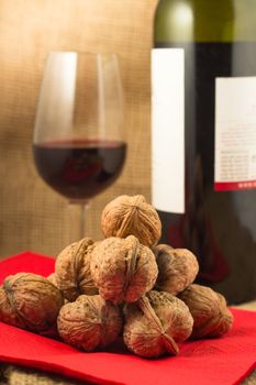 walnuts and red wine can be enjoyed in the winter evenings