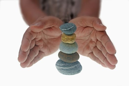 Five stones balanced on top of eachother